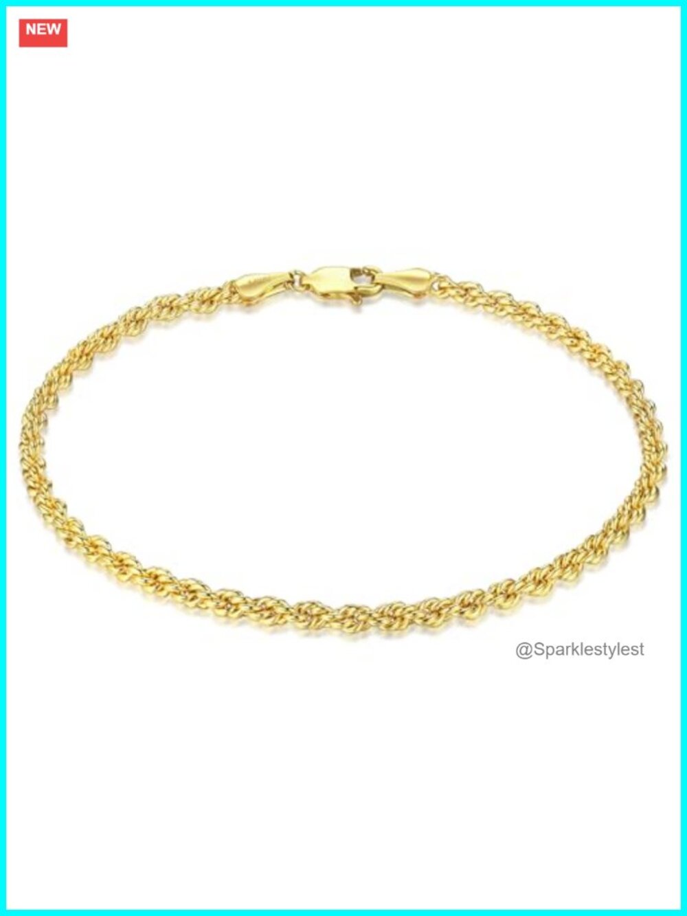 14k Gold Filled Rope Chain Bracelet 3mm Dainty Stackable